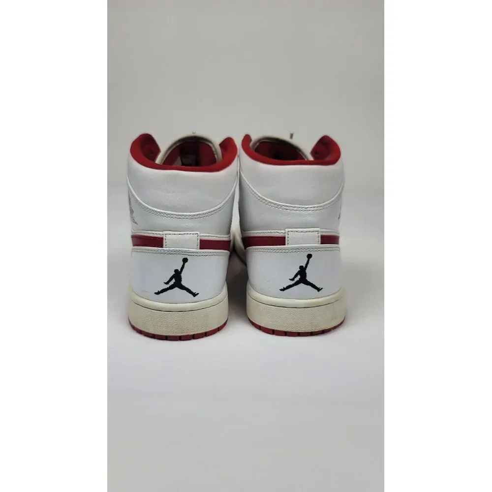 Nike Air Jordan 1 Mid‎ Basketball Shoes Mens 10.5. 2014 White Gym Red Sneakers.